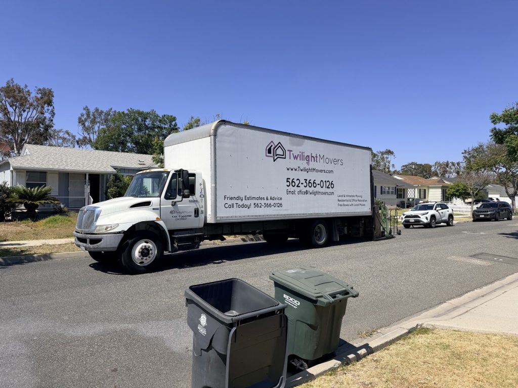 Twilight Movers team preparing boxes and equipment for a Long Beach move Twilight Movers team preparing boxes and equipment for a Long Beach move